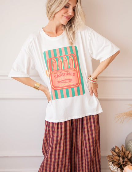 Sardines Stripes White - T-Shirt - ellemilla