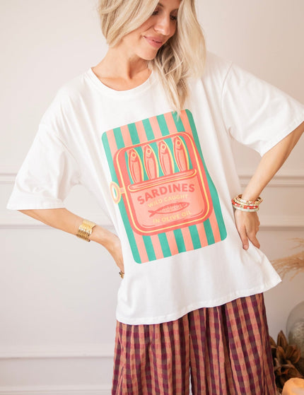 Sardines Stripes White - T-Shirt - ellemilla