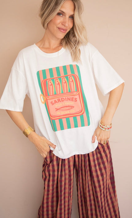 Sardines Stripes White - T-Shirt - ellemilla