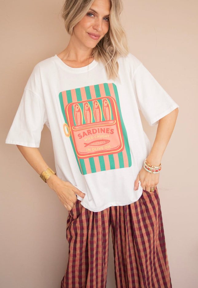 Sardines Stripes White - T-Shirt - ellemilla