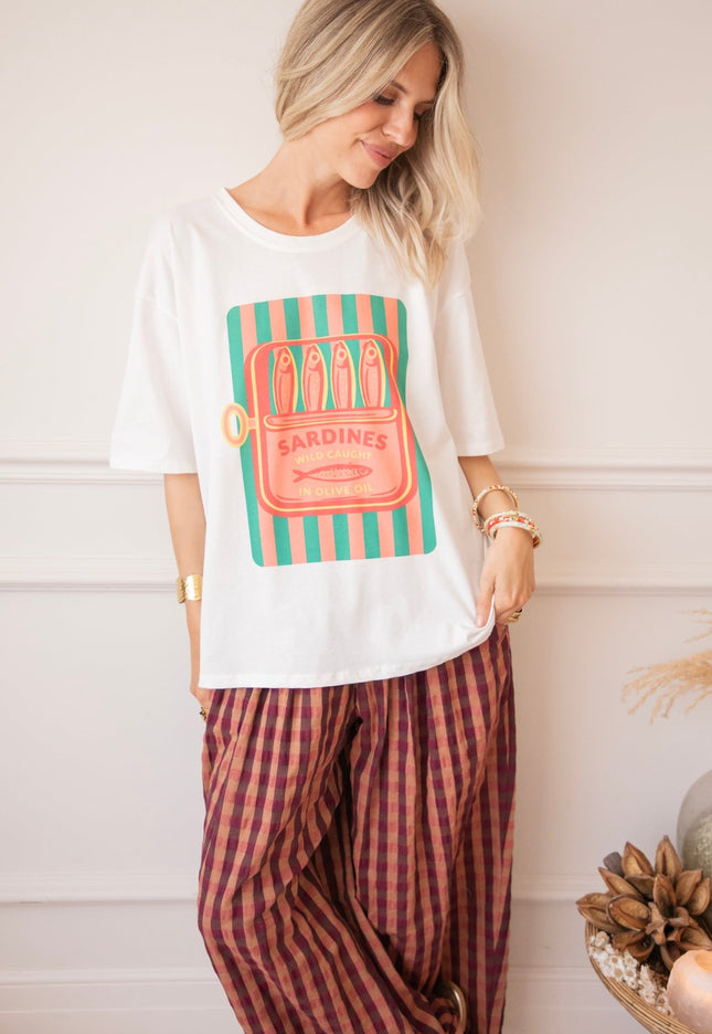 Sardines Stripes White - T-Shirt - ellemilla