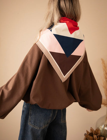 Scarfed Scarlet Brown/Pink - Jacket - ellemilla