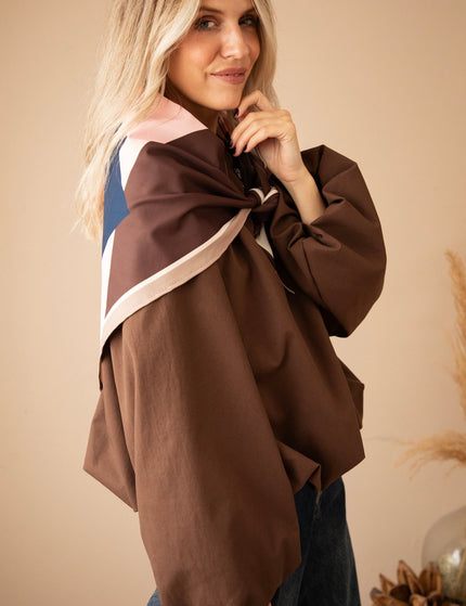 Scarfed Scarlet Brown/Pink - Jacket - ellemilla