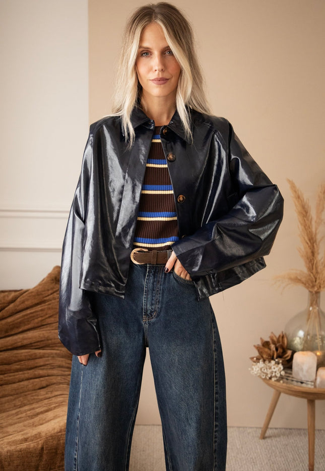 Scottie Gloss Dark Blue - Jacket - ellemilla