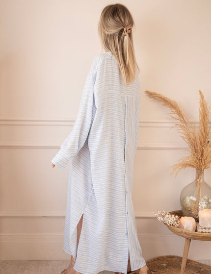 Serene Stripes Soft Blue - Maxi Jurk - ellemilla