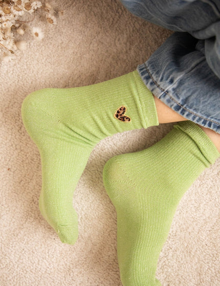 Shiny Leopard Love Green - Sokken - ellemilla