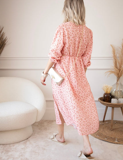 Side Bloom Pink - Maxi Jurk - ellemilla