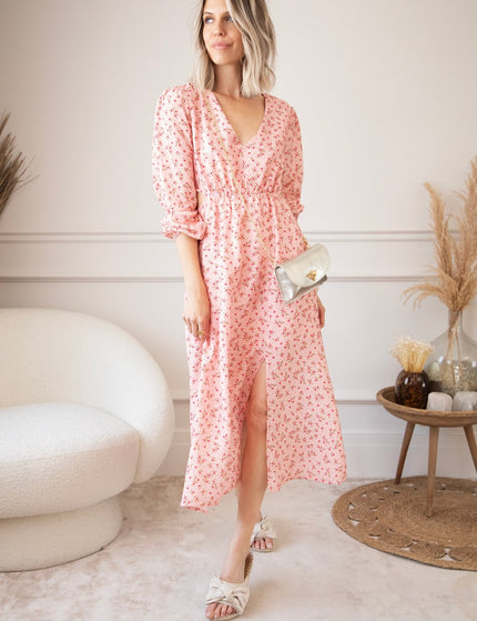 Side Bloom Pink - Maxi Jurk - ellemilla