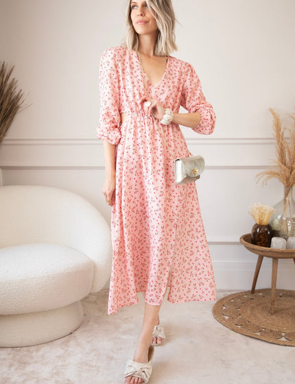 Side Bloom Pink - Maxi Jurk - ellemilla