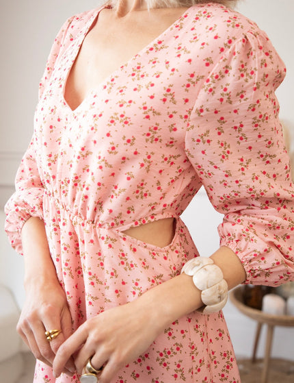 Side Bloom Pink - Maxi Jurk - ellemilla