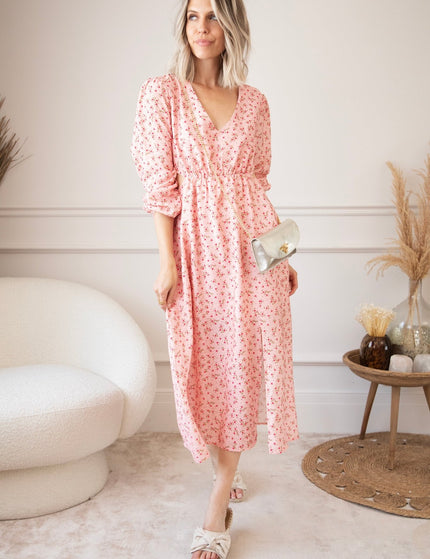 Side Bloom Pink - Maxi Jurk - ellemilla