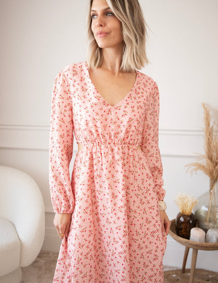Side Bloom Pink - Maxi Jurk - ellemilla