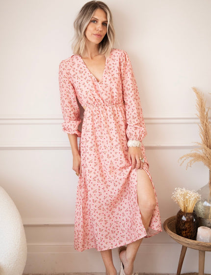 Side Bloom Pink - Maxi Jurk - ellemilla