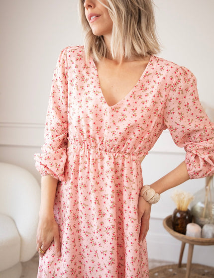 Side Bloom Pink - Maxi Jurk - ellemilla