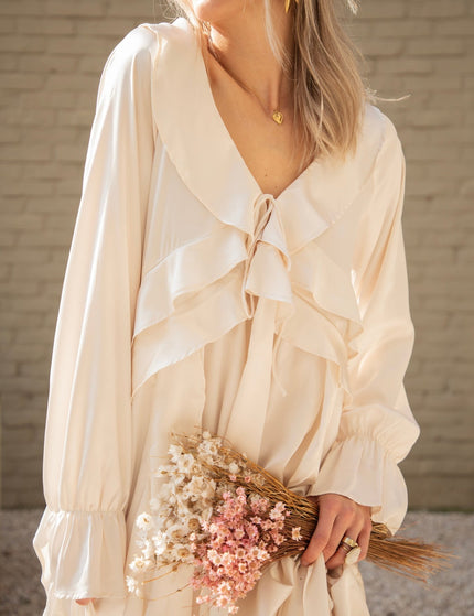 Sidona Satin Beige - Maxi Jurk - ellemilla