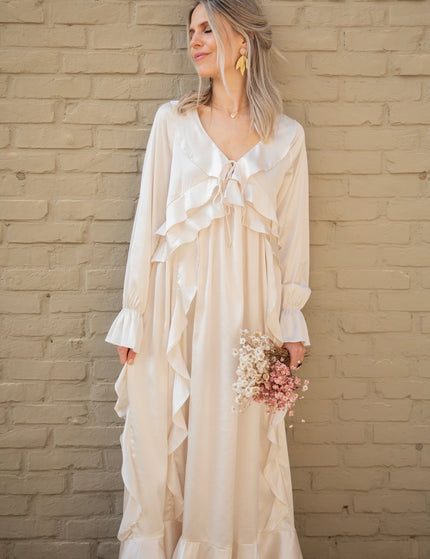 Sidona Satin Beige - Maxi Jurk - ellemilla