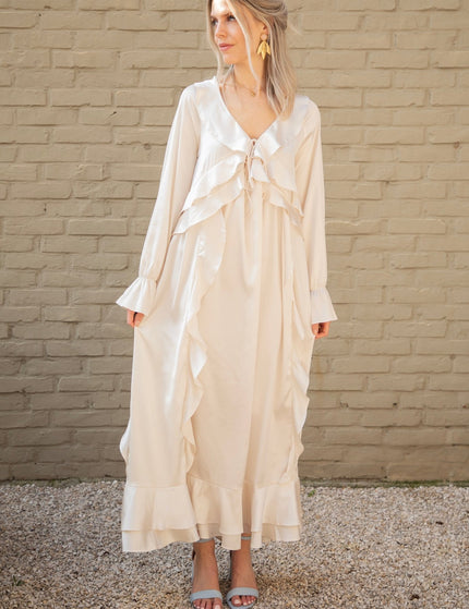 Sidona Satin Beige - Maxi Jurk - ellemilla