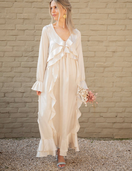 Sidona Satin Beige - Maxi Jurk - ellemilla