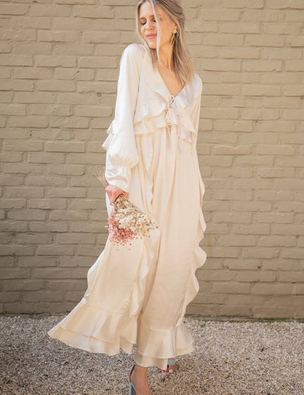 Sidona Satin Beige - Maxi Jurk - ellemilla