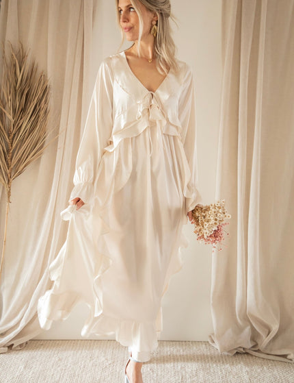 Sidona Satin Beige - Maxi Jurk - ellemilla