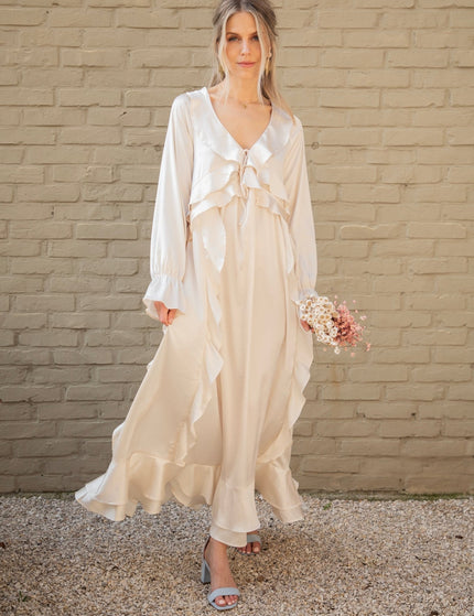 Sidona Satin Beige - Maxi Jurk - ellemilla