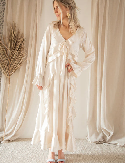 Sidona Satin Beige - Maxi Jurk - ellemilla