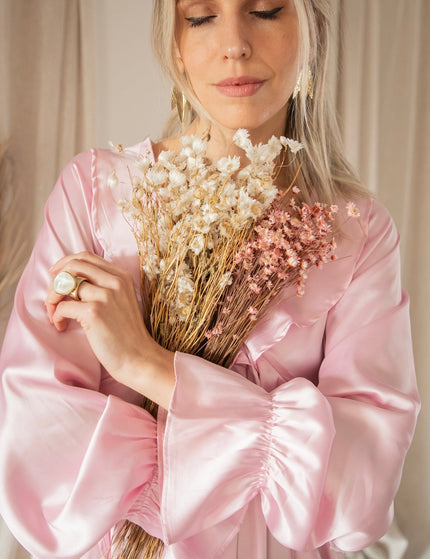 Sidona Satin Pink - Maxi Jurk - ellemilla