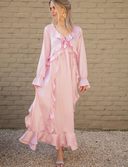 Sidona Satin Pink - Maxi Jurk - ellemilla