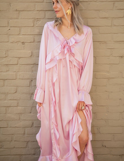 Sidona Satin Pink - Maxi Jurk - ellemilla