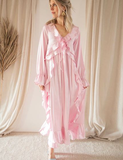 Sidona Satin Pink - Maxi Jurk - ellemilla