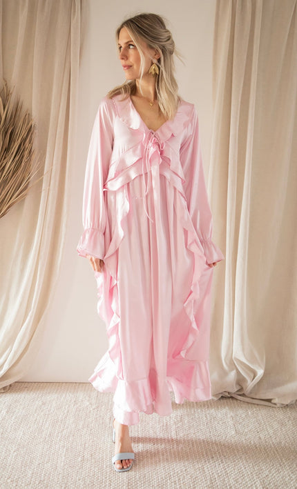 Sidona Satin Pink - Maxi Jurk - ellemilla