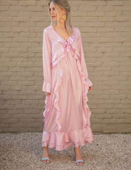 Sidona Satin Pink - Maxi Jurk - ellemilla