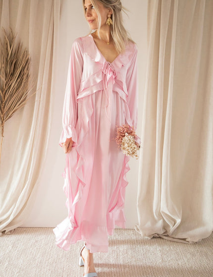 Sidona Satin Pink - Maxi Jurk - ellemilla