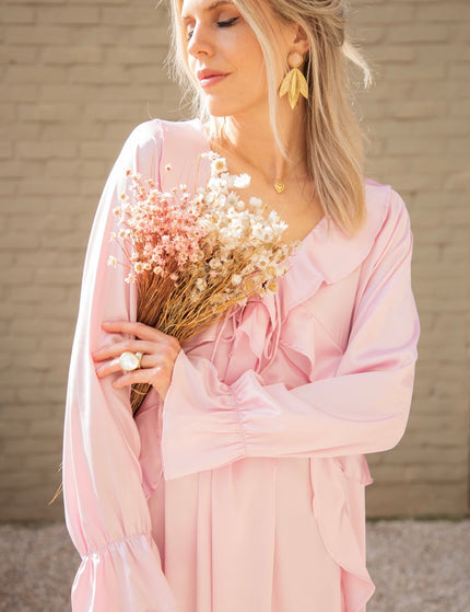 Sidona Satin Pink - Maxi Jurk - ellemilla