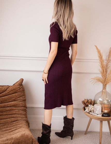 Sienna Ribbed Mulberry - Jurk - ellemilla