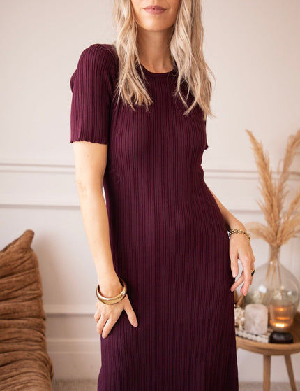 Sienna Ribbed Mulberry - Jurk - ellemilla