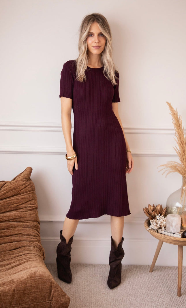 Sienna Ribbed Mulberry - Jurk - ellemilla