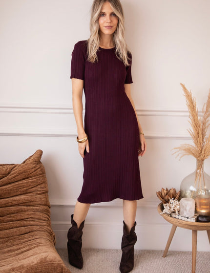 Sienna Ribbed Mulberry - Jurk - ellemilla