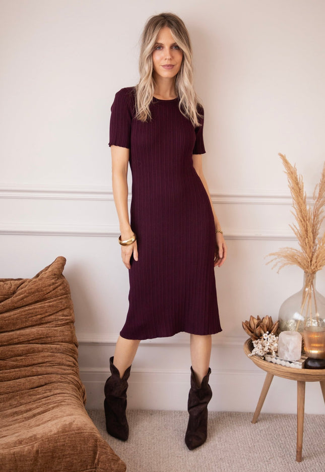 Sienna Ribbed Mulberry - Jurk - ellemilla