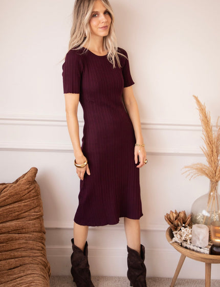 Sienna Ribbed Mulberry - Jurk - ellemilla