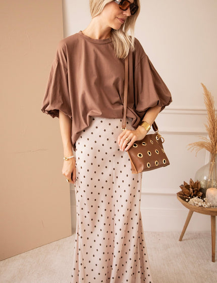 Silky Dots Beige/Kaki - Maxi Rok - ellemilla