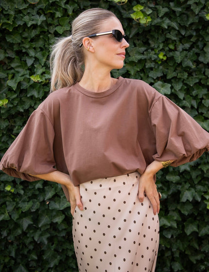 Silky Dots Beige/Kaki - Maxi Rok - ellemilla
