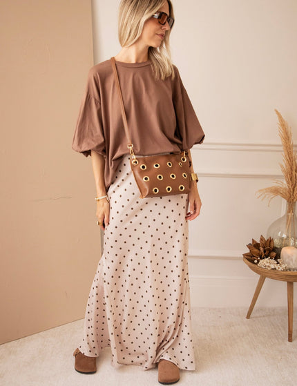 Silky Dots Beige/Kaki - Maxi Rok - ellemilla