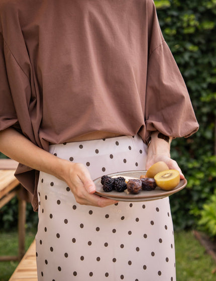 Silky Dots Beige/Kaki - Maxi Rok - ellemilla