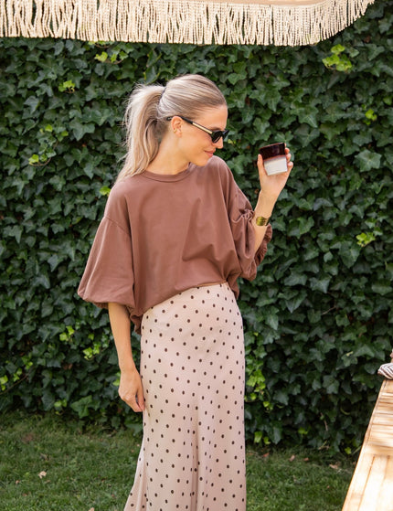 Silky Dots Beige/Kaki - Maxi Rok - ellemilla