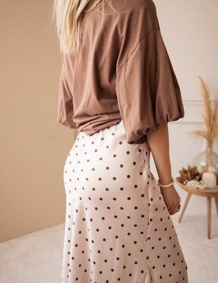 Silky Dots Beige/Kaki - Maxi Rok - ellemilla