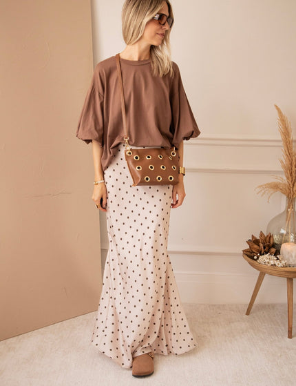 Silky Dots Beige/Kaki - Maxi Rok - ellemilla