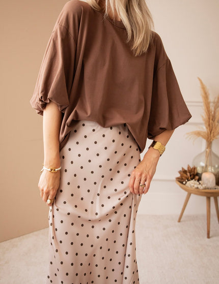 Silky Dots Beige/Kaki - Maxi Rok - ellemilla