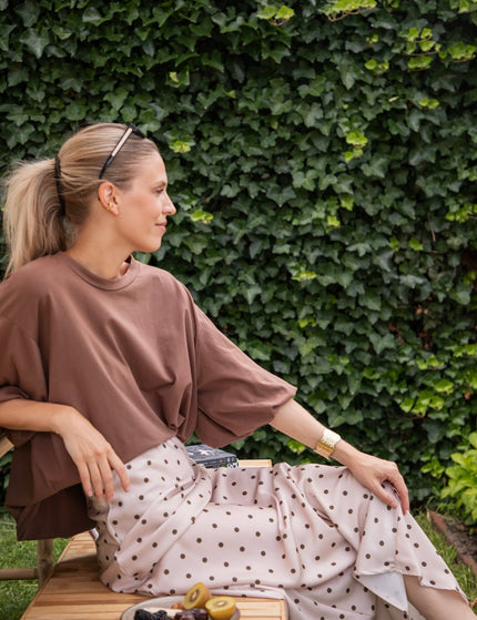 Silky Dots Beige/Kaki - Maxi Rok - ellemilla