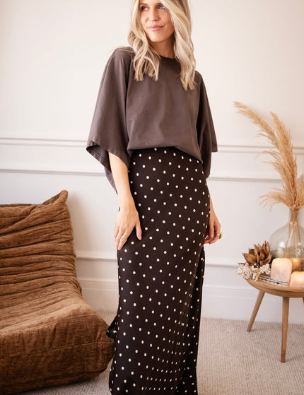 Silky Dots Brown/Beige - Maxi Rok - ellemilla